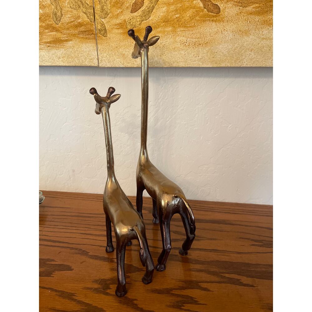 Pair of Brass standing giraffe - Picture 3 of 4